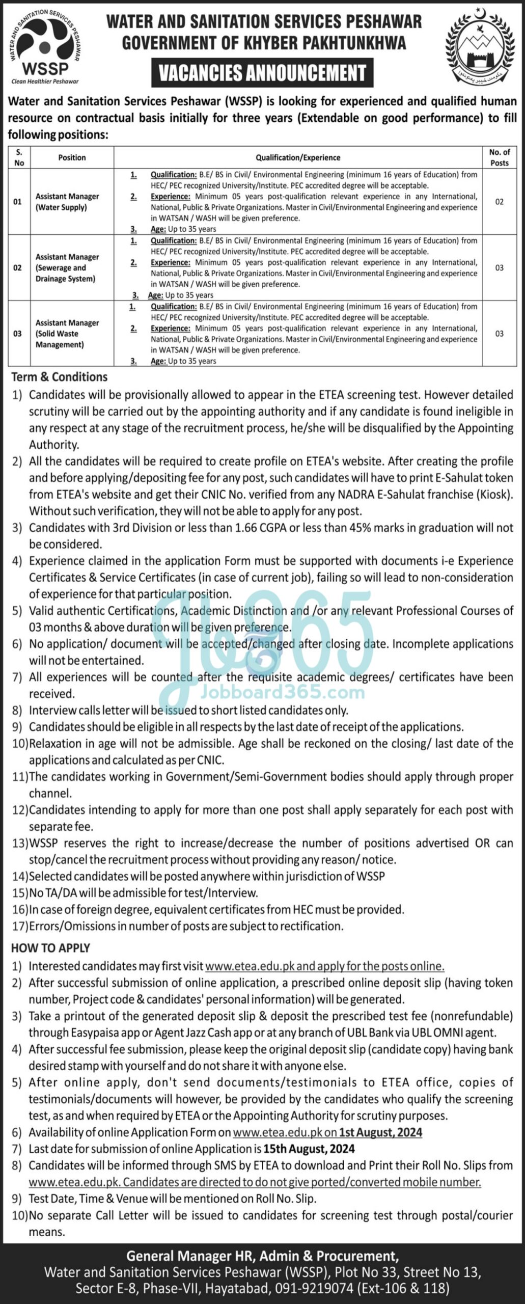 Water and Sanitation Services Peshawar WSSP Jobs 2024
Positions Available At Water and Sanitation Services Peshawar