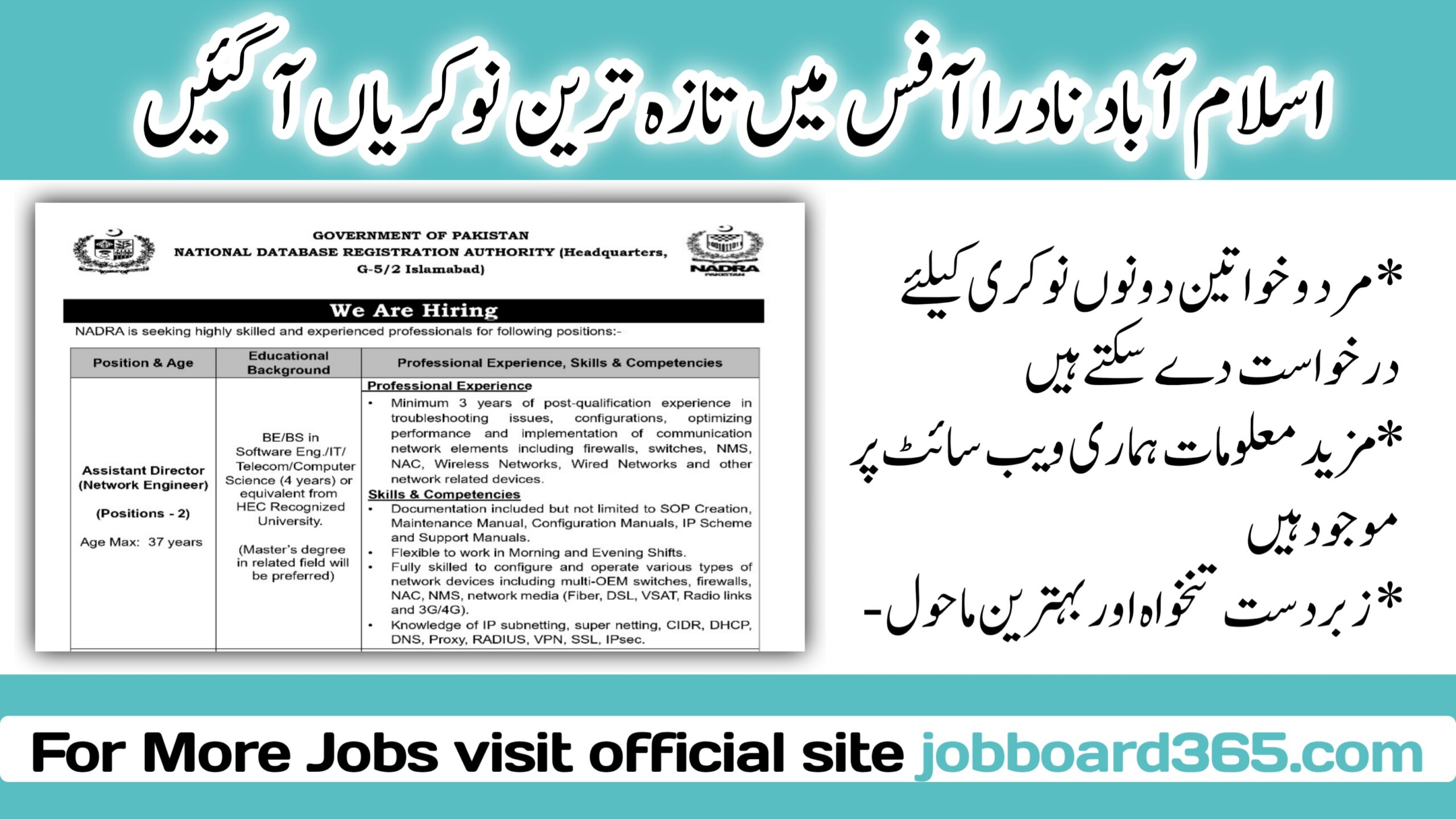 National Database and Registration Authority NADRA Jobs 2024 NADRA Jobs 2024 Online Apply at www.nadra.gov.pk