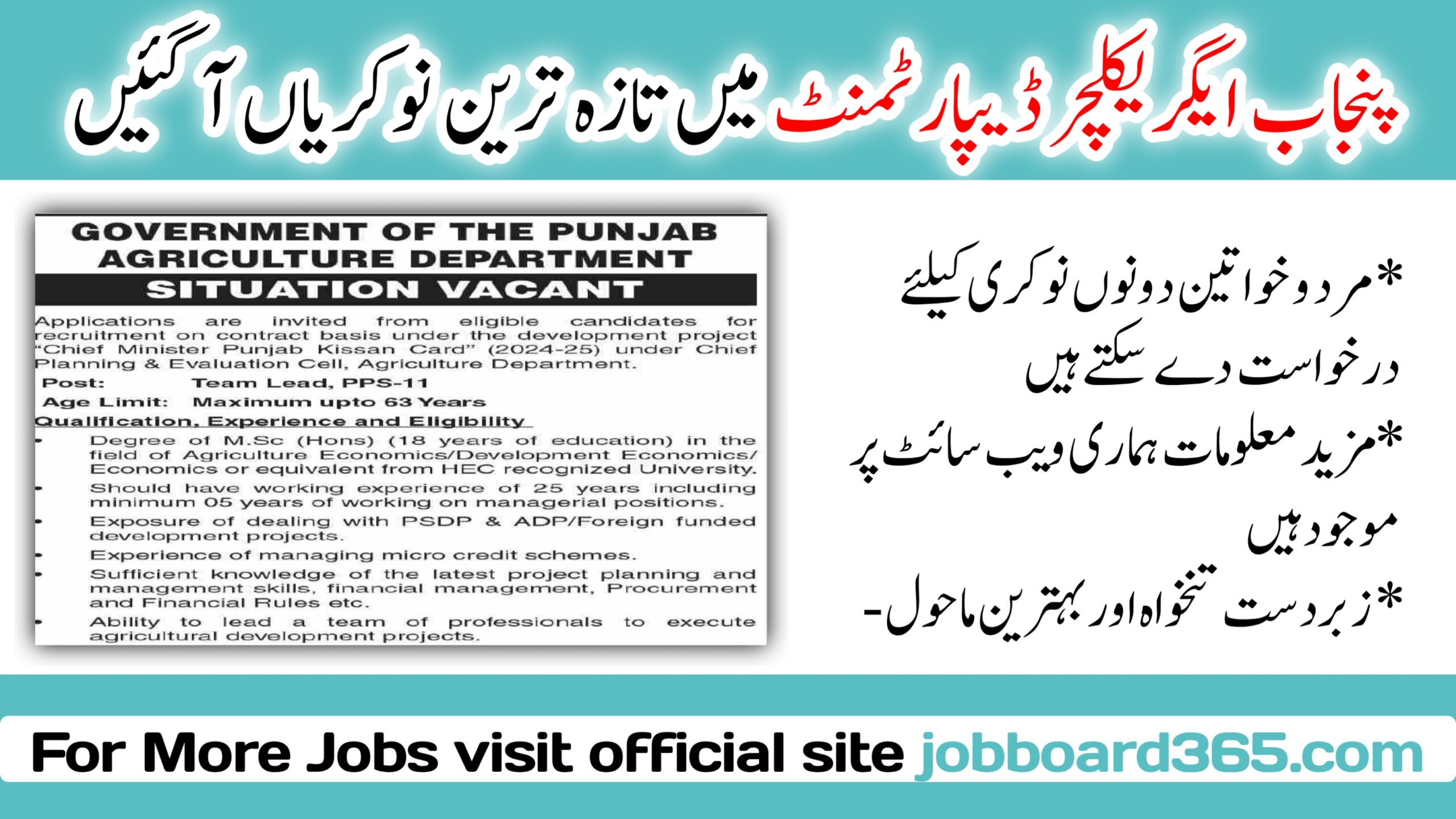 Agriculture Department Punjab Jobs 2024 Vacancy Available At Agriculture Department Punjab 2024