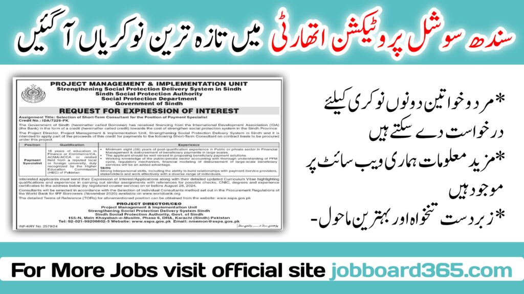 Consultant Job At Sindh Social Protection Authority SSPA 2024 Sindh Social Protection Authority SSPA Karachi Job 2024