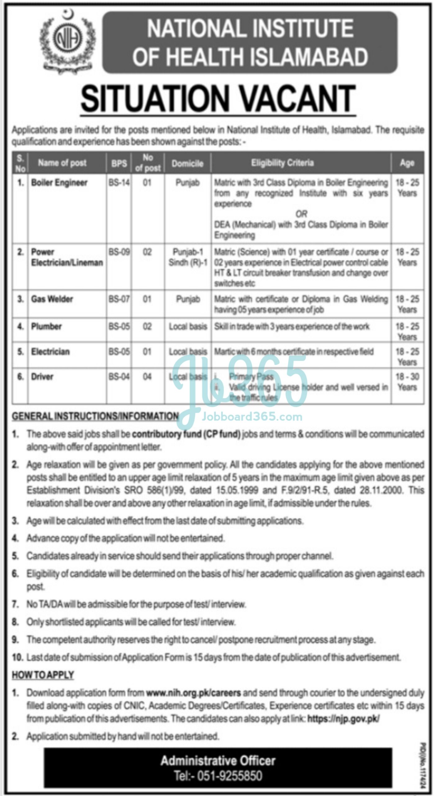 Latest National Institute of Health NIH Islamabad Jobs 2024
NIH Islamabad Technical Staff jobs 2024