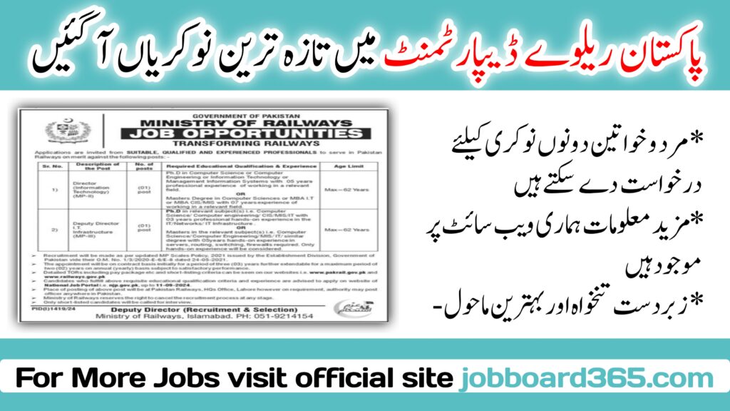 Ministry Of Railways Islamabad Jobs Announcement 2024 Latest Ministry of Railways Islamabad Jobs 2024