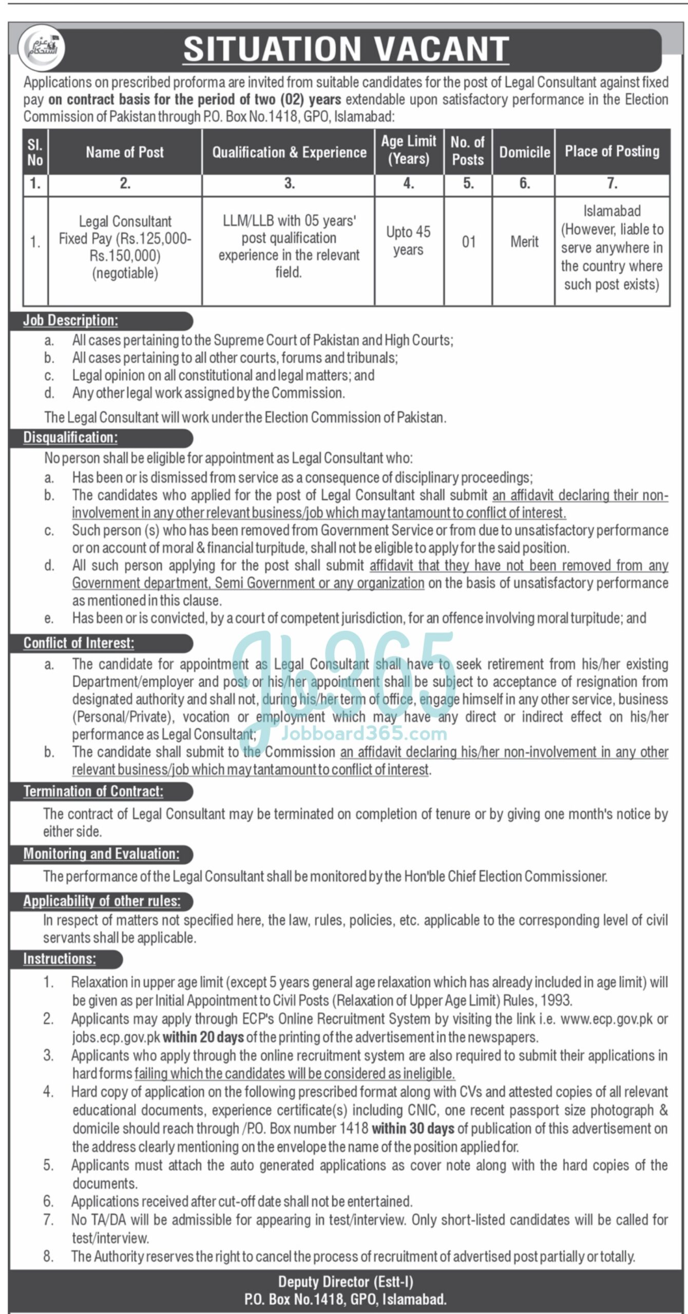 Election Commission of Pakistan ECP Islamabad Job 2024
Job Available at Election Commission of Pakistan ECP